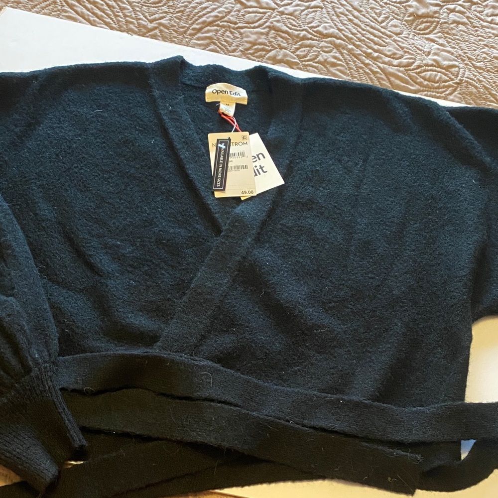 Open Edit Black wrap Sweater sz M